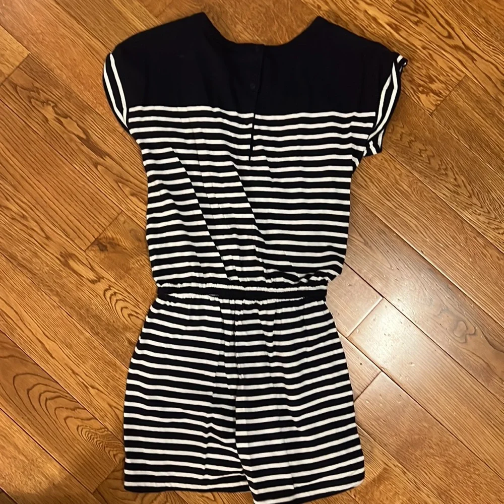 Girls' Black & White Striped One-Piece Romper - Good Vibes